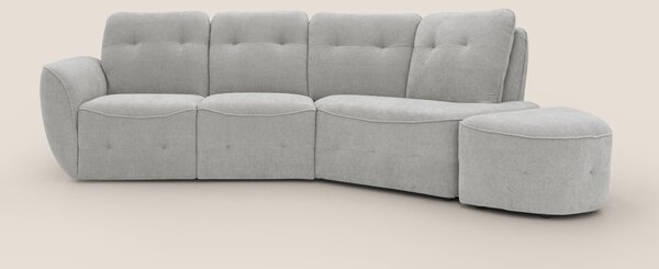 Cerbero divano angolare con pouf mobile in morbido bouclé impermeabile
