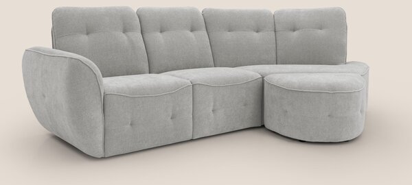 Cerbero divano angolare con pouf mobile in morbido bouclé impermeabile