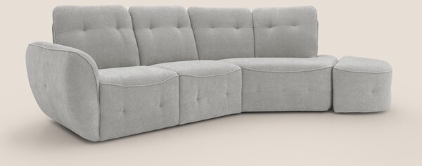 Cerbero divano angolare con pouf mobile in morbido bouclé impermeabile