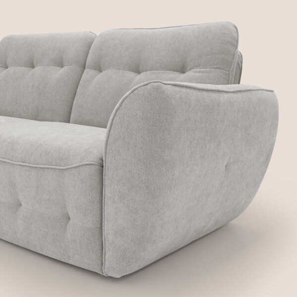 Cerbero divano angolare con pouf mobile in morbido bouclé impermeabile