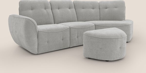 Cerbero divano angolare con pouf mobile in morbido bouclé impermeabile