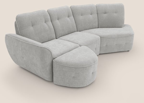 Cerbero divano angolare con pouf mobile in morbido bouclé impermeabile