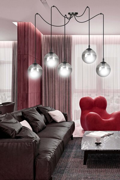 Lampadario a sospensione GIGI 5 BLACK GRAFIT
