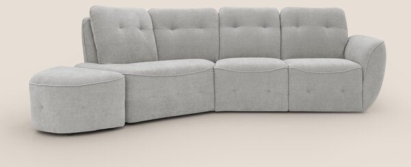 Cerbero divano angolare con pouf mobile in morbido bouclé impermeabile