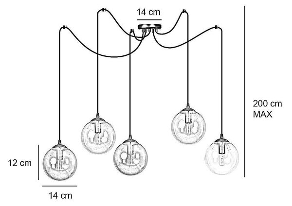 Lampadario a sospensione GIGI 5 BLACK GRAFIT