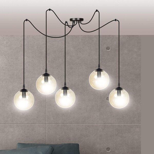 Lampadario a sospensione GIGI 5 BLACK MIODOWY