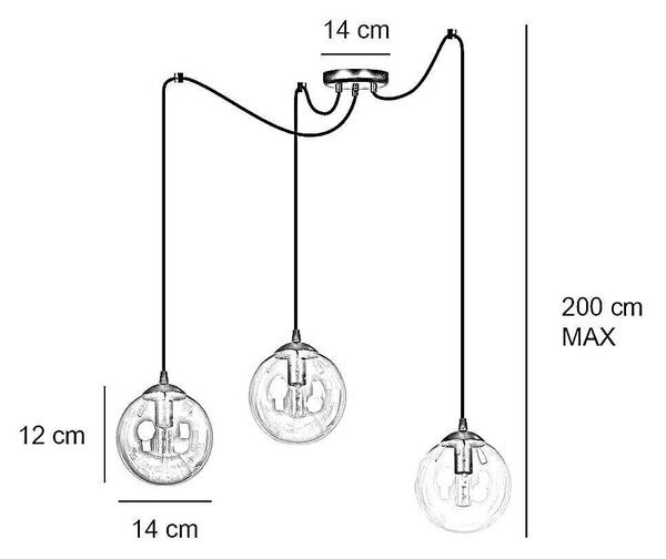 Lampadario a sospensione GIGI 3 BLACK MIODOWY
