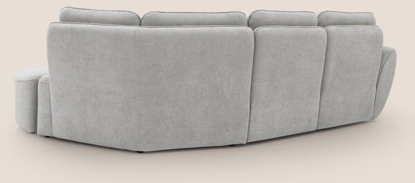 Cerbero divano angolare con pouf mobile in morbido bouclé impermeabile