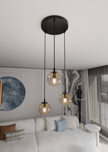 Lampadario a sospensione COSMO 3 BLACK MIODOWY PREMIUM