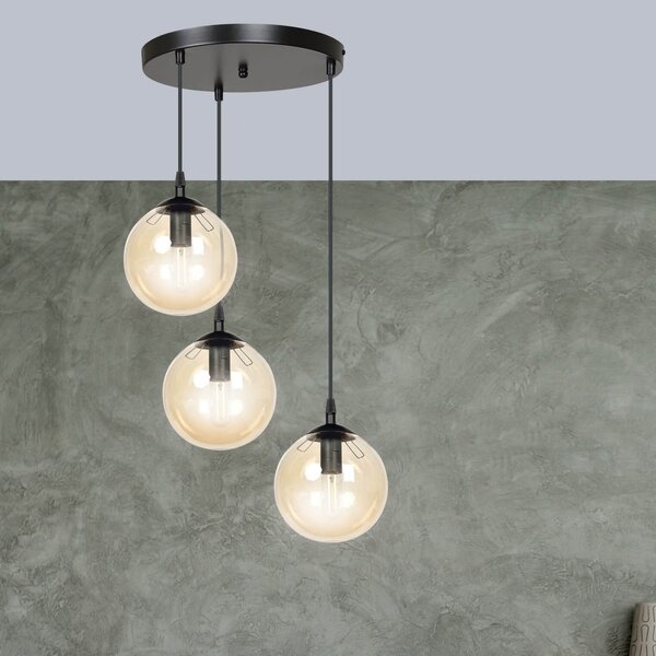 Lampadario a sospensione COSMO 3 BLACK MIODOWY PREMIUM