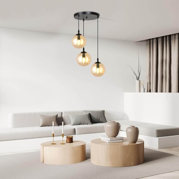 Lampadario a sospensione COSMO 3 BLACK MIODOWY PREMIUM