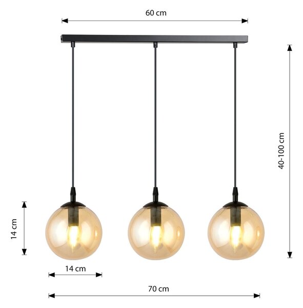 Lampadario a sospensione COSMO 3 BLACK MIODOWY