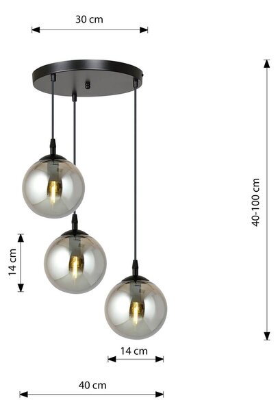 Lampadario a sospensione COSMO 3 BLACK GRAFIT PREMIUM