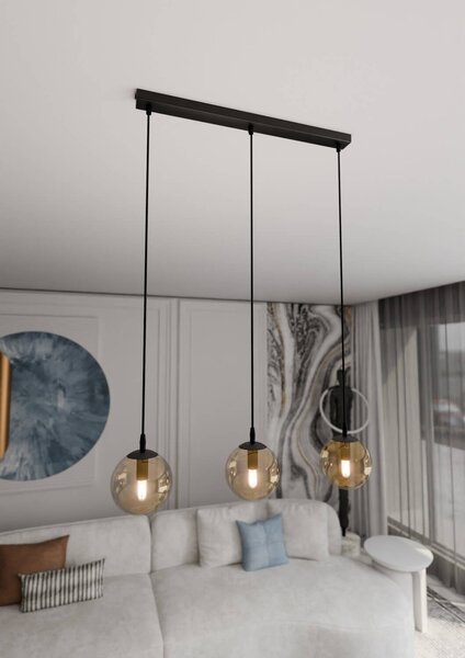 Lampadario a sospensione COSMO 3 BLACK MIODOWY