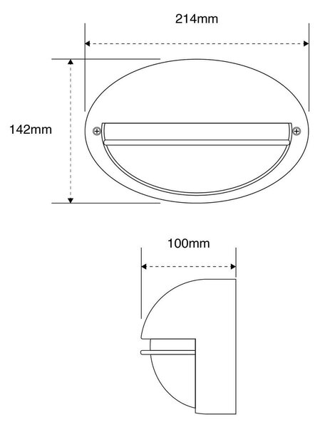 Plafoniera E27 IP54 Bianca 214x142mm mod. Palpebra Colore Bianco
