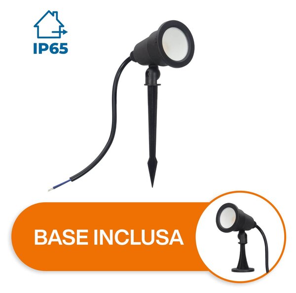 Faretto LED con Picchetto 5W Orientabile Colore Bianco Caldo 3.000K