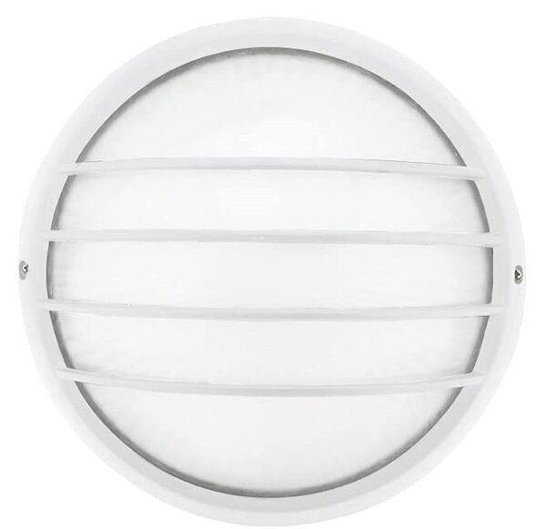 Plafoniera E27 IP54 Bianca Ø258mm con Griglia protettiva