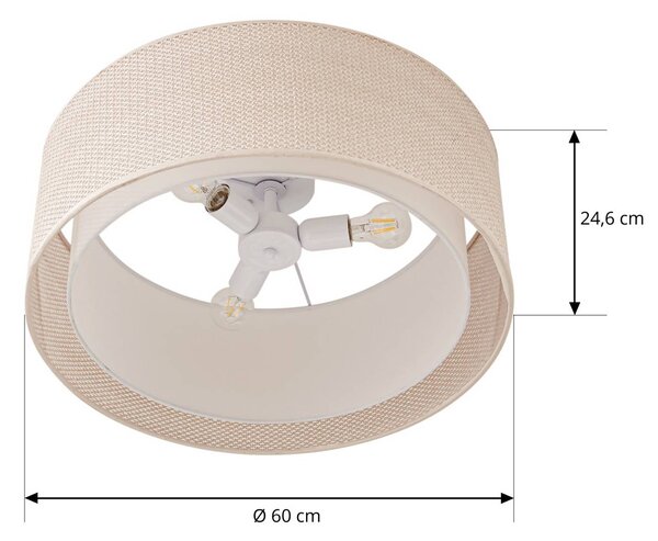 Plafoniera soffitto Soula Lindby, dimmerabile, Crema / Ambra, Soggiorno / Sala da pranzo, Plastica, Campagna / Rustiche, Plafoniera
