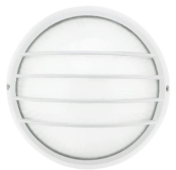 Plafoniera E27 IP54 Bianca Ø258mm con Griglia protettiva