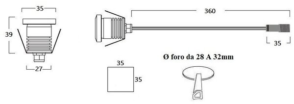Faretto LED 1W IP65 Quadrato Luce Diffusa - Professional Colore Bianco Naturale 4.000K