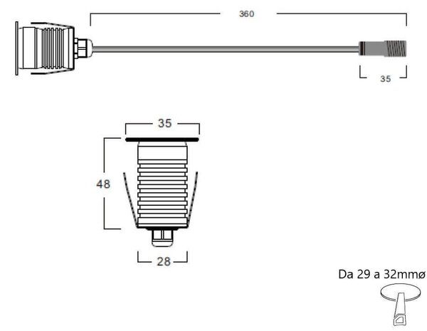 Faretto LED 3W IP67 luce BLU - Professional Colore Blue