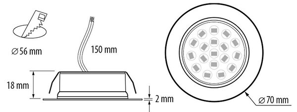 Faro da Incasso LED 220V 4W IP44 Foro ⌀56 - 60mm Ottone Satinato Colore Bianco Naturale 4.200K