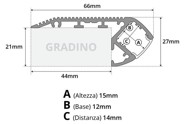 Profilo per Gradini 15m (per striscia LED) Variante Lunghezza 15 Metri