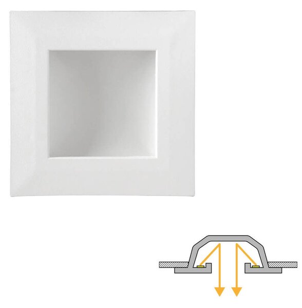 Faro LED da incasso Quadrato Luce INDIRETTA 8W Foro 92x92mm Colore Bianco Caldo 3.000K