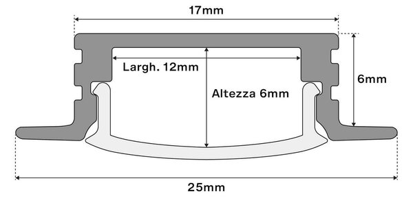 Profilo da Incasso BIANCO 1m e 2m (per striscia LED) Variante Lunghezza Profilo 1 metro