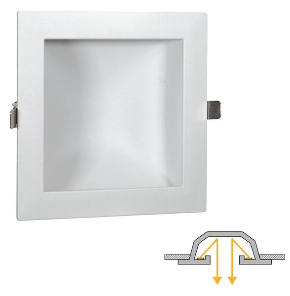 Faro LED da incasso Quadrato Luce INDIRETTA 20W Foro 155x155mm Colore Bianco Caldo 3.000K