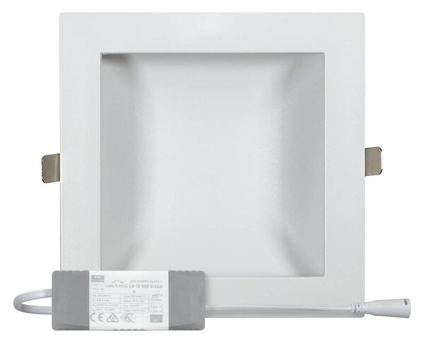 Faro LED da incasso Quadrato Luce INDIRETTA 20W Foro 155x155mm Colore Bianco Caldo 3.000K
