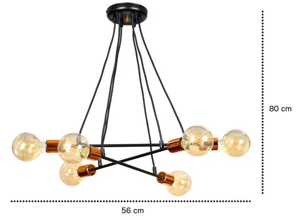 Lampadario a Sospensione BRAVO 6 BLACK