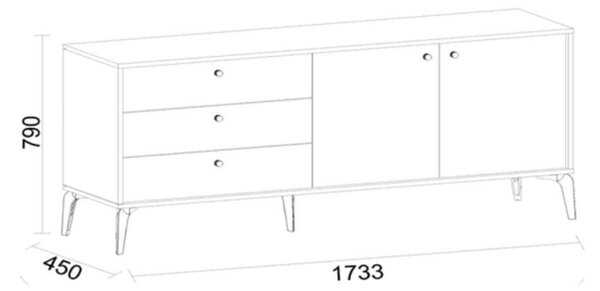 Madia Piedra 2 ante e 3 cassetti in vizion beige 170 e kaplan 321