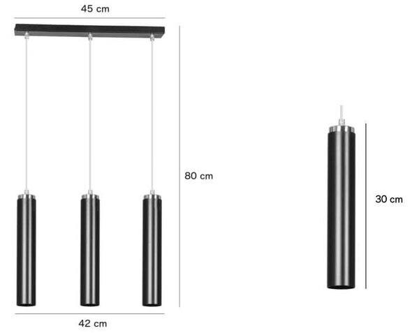 Lampadario a Sospensione in Acciaio 3xGU10 LUNA 3 da interno