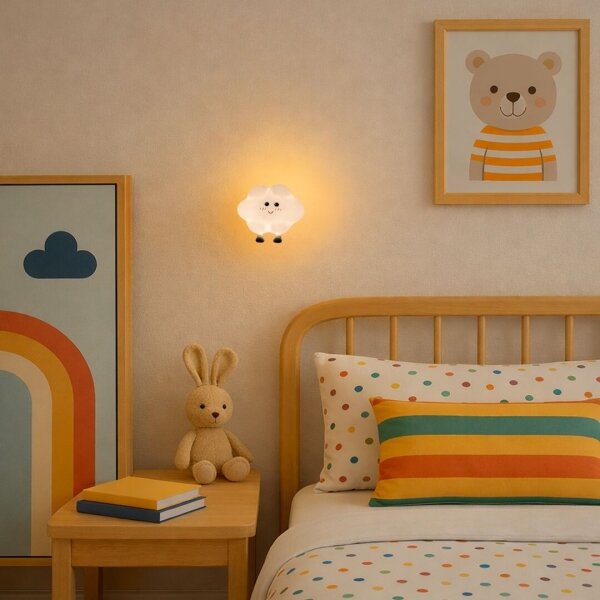 Rabalux 76045 - Luce notturna LED per bambini DREAMIES, ricaricabile e dimmerabile con controllo touch, 2,7W/5V 200mAh, a forma di nuvola