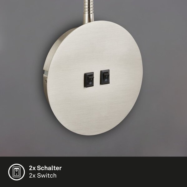 Briloner 2178012 - LED Lampada flessibile da muro 1xE14/10W/230V + LED/3W cromo