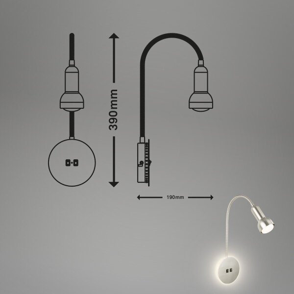 Briloner 2178012 - LED Lampada flessibile da muro 1xE14/10W/230V + LED/3W cromo
