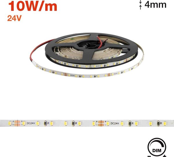 Striscia LED 4mm Professional 2216/120 - IP20 - 10W/m - 5m - 24V Colore Bianco Naturale 4.000K