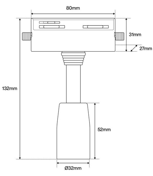 Faro E27 per binario monofase - Bianco - Orientabile Colore Bianco