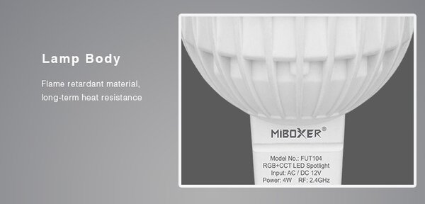 Faretto LED MR16 4W RGB+CCT Dimmerabile 12V dc Colore RGB+CCT