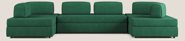 Liberty divano panoramico con pouf estraibile e schienali movibili in