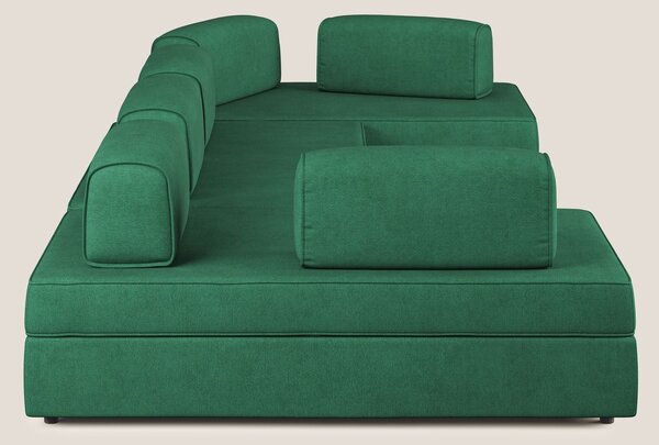 Liberty divano panoramico con pouf estraibile e schienali movibili in
