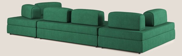 Liberty divano panoramico con pouf estraibile e schienali movibili in