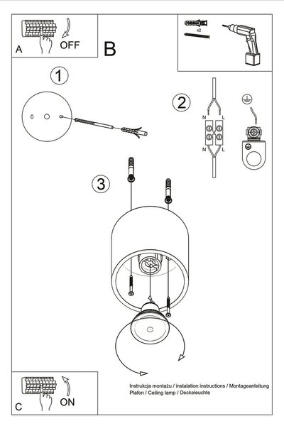 Plafoniera da Soffitto in Alluminio ORBIS 1 GU10 Nera da Interno