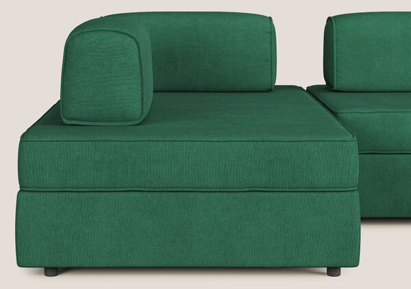Liberty divano panoramico con pouf estraibile e schienali movibili in