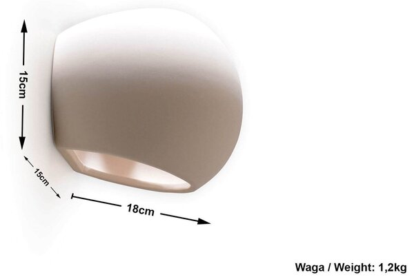Applique da Parete in Gesso-Ceramico GLOBE E27 Pitturabile da interno