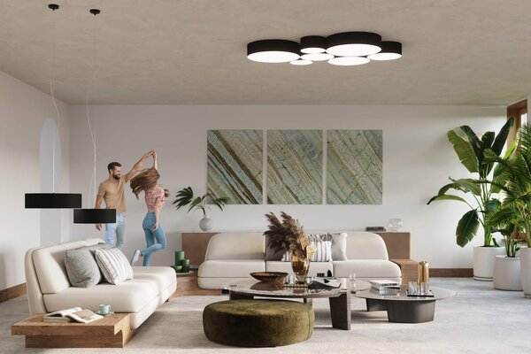 Plafoniera da Soffitto Rotonda in PVC 3xE27 ARENA 45 Nera da interno