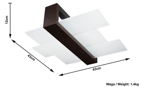 Plafoniera da Soffitto Legno Wenge e Vetro 2xE27 FENIKS 2 da Interno