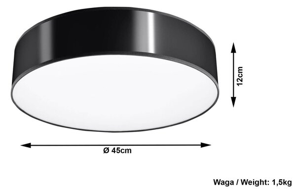 Plafoniera da Soffitto Rotonda in PVC 3xE27 ARENA 45 Nera da interno