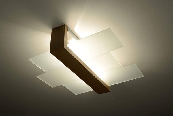 Plafoniera da Soffitto Legno Wenge e Vetro 2xE27 FENIKS 2 da Interno